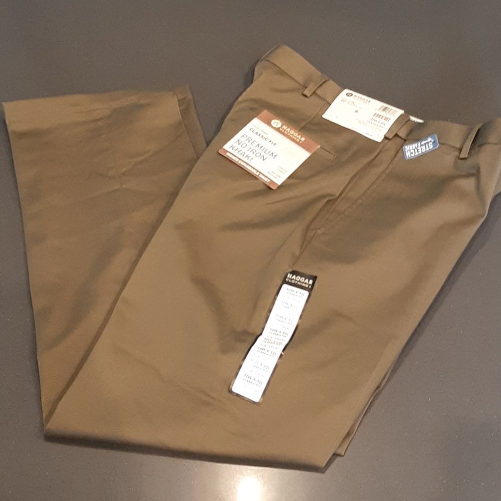 Haggar Classic Fit Premium No Iron Khaki Trousers NWT